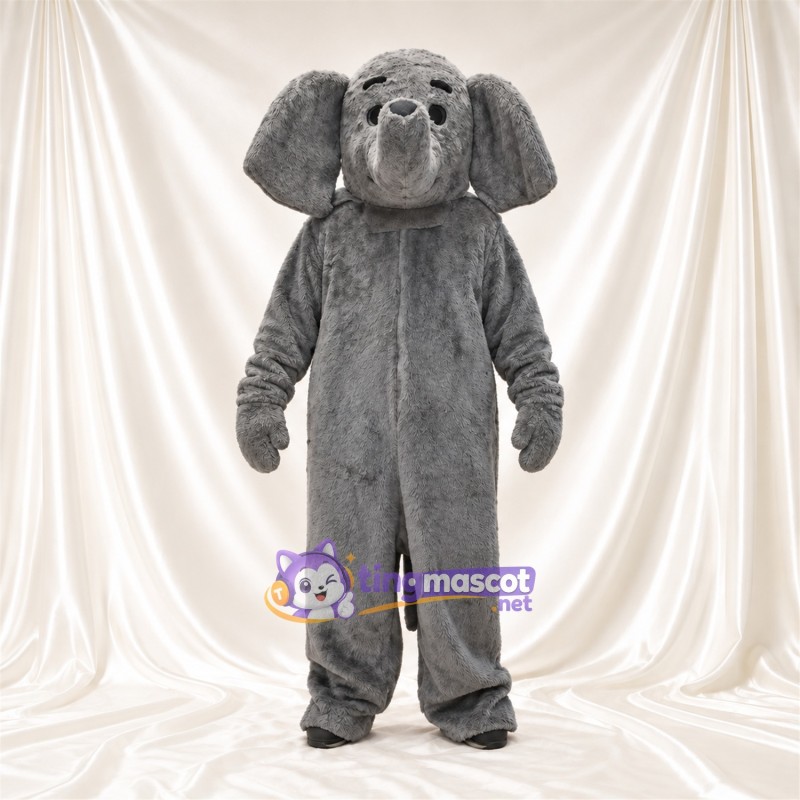 Maskottchenkostüm Elefant – grau – Schlappohren; Erhobener Rüssel Maskottchenkostüm Elefant – grau – Schlappohren; Erhobener Rüssel