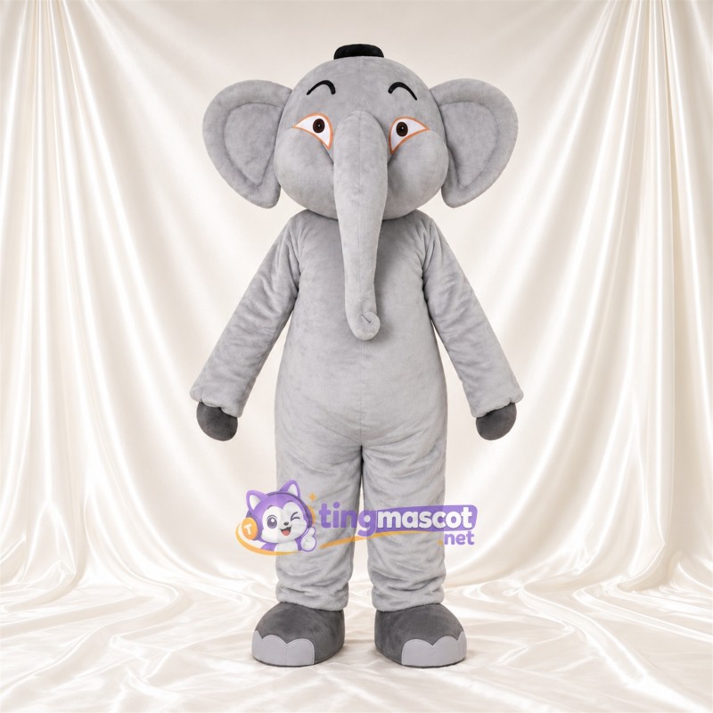 Costume de mascotte Éléphant – gris – Chapeau (noir) Costume de mascotte Éléphant – gris – Chapeau (noir)