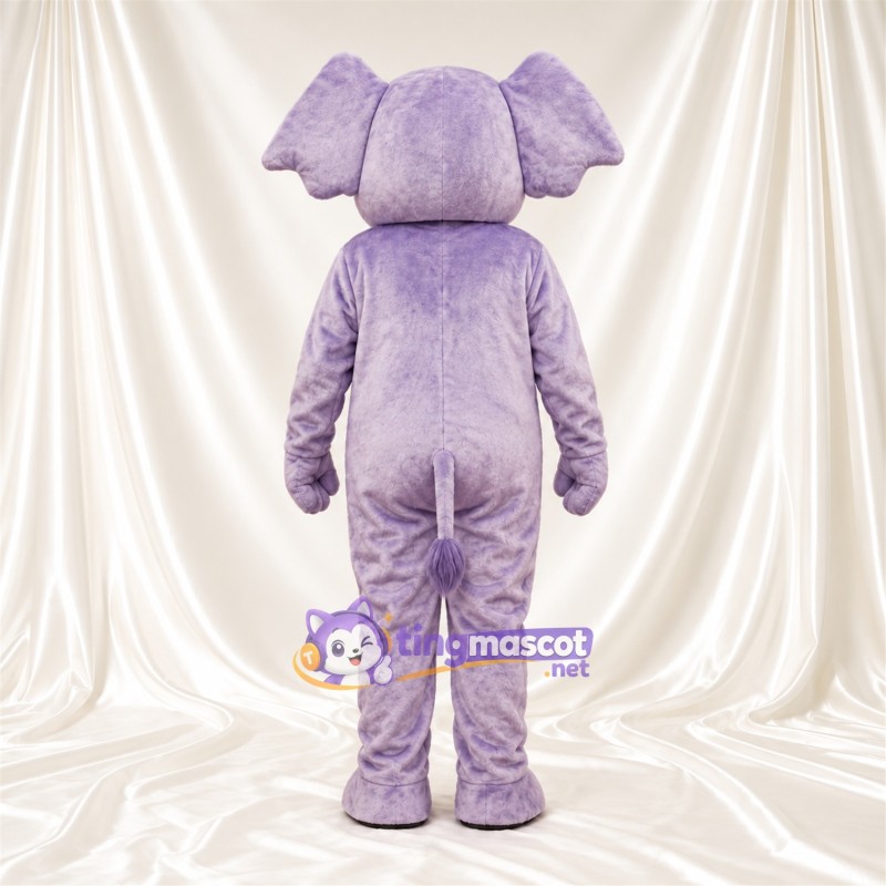 Purple Elephant Mascot Costume - Raised Trunk and White Tusks Purple Elephant Mascot Costume - Raised Trunk and White Tusks