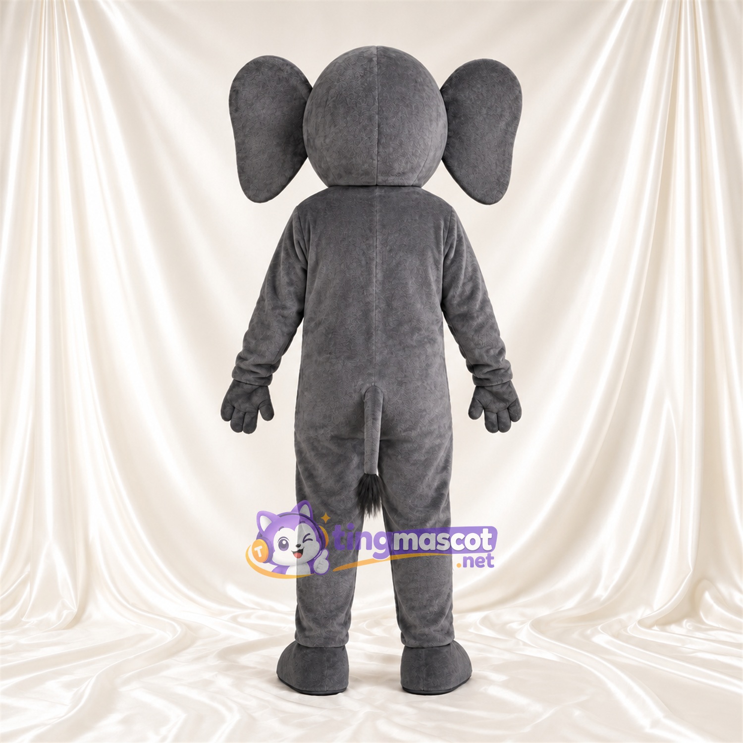 Gray Elephant Mascot Costume - Long Trunk and White Tusks Gray Elephant Mascot Costume - Long Trunk and White Tusks