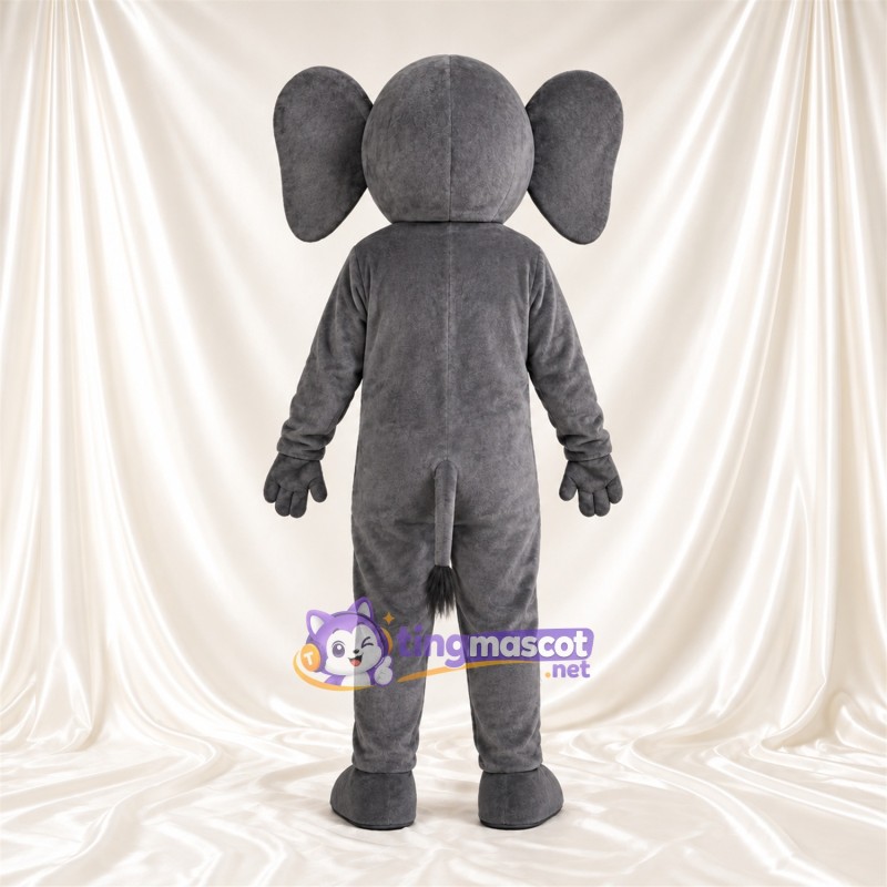 Gray Elephant Mascot Costume - Long Trunk and White Tusks Gray Elephant Mascot Costume - Long Trunk and White Tusks