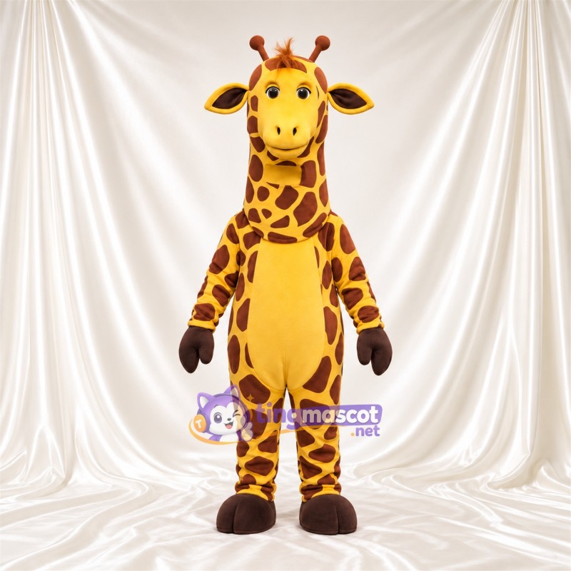 Maskottchenkostüm Giraffe – gelb / braun – Bauch (gelb); Großes Fleckenmuster Maskottchenkostüm Giraffe – gelb / braun – Bauch (gelb); Großes Fleckenmuster