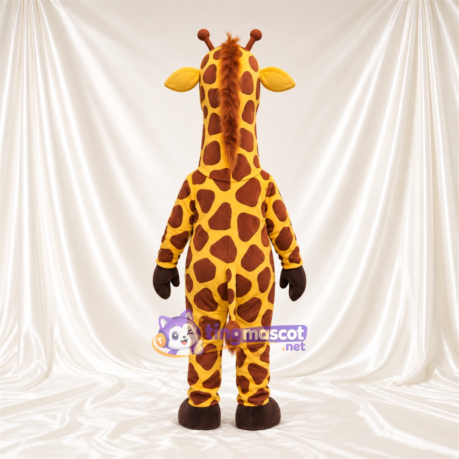 Maskottchenkostüm Giraffe – gelb / braun – Bauch (gelb); Großes Fleckenmuster Maskottchenkostüm Giraffe – gelb / braun – Bauch (gelb); Großes Fleckenmuster