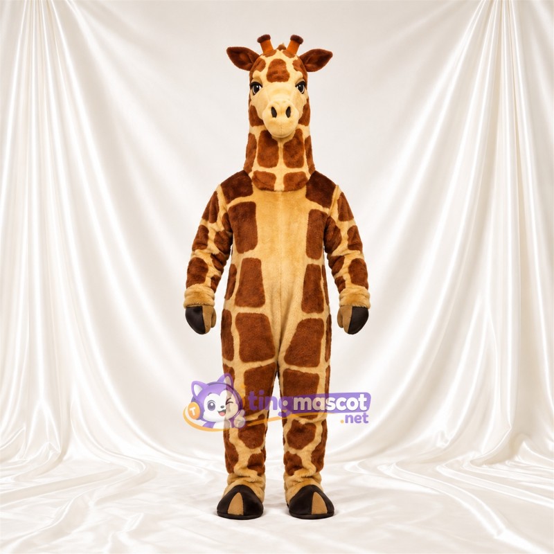 Maskottchenkostüm Giraffe – braun / creme – Bauch (creme); Großes Fleckenmuster Maskottchenkostüm Giraffe – braun / creme – Bauch (creme); Großes Fleckenmuster