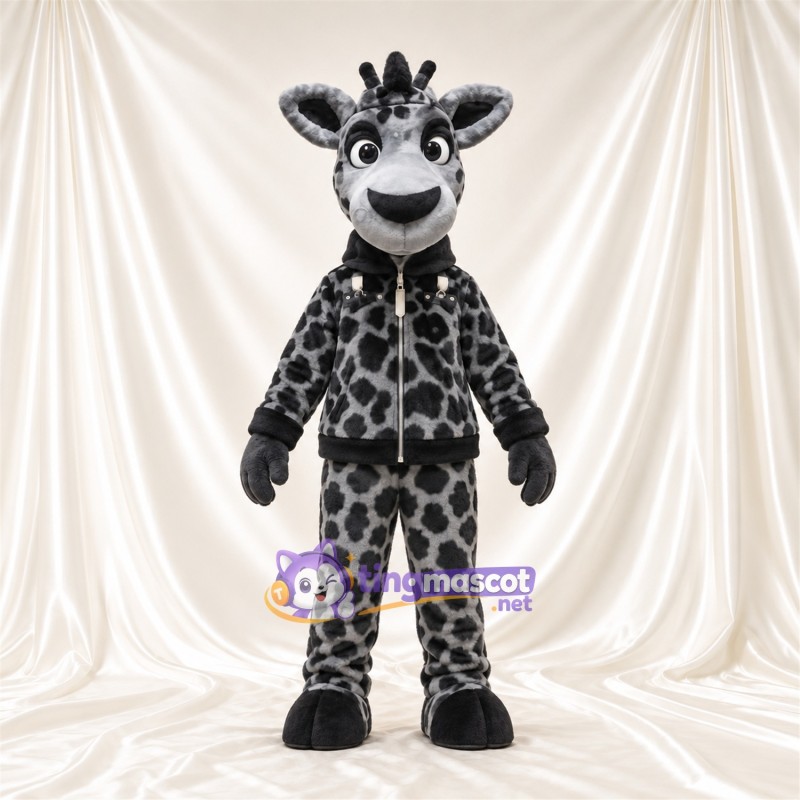 Costume de mascotte Girafe – gris / noir – Tenue Costume de mascotte Girafe – gris / noir – Tenue