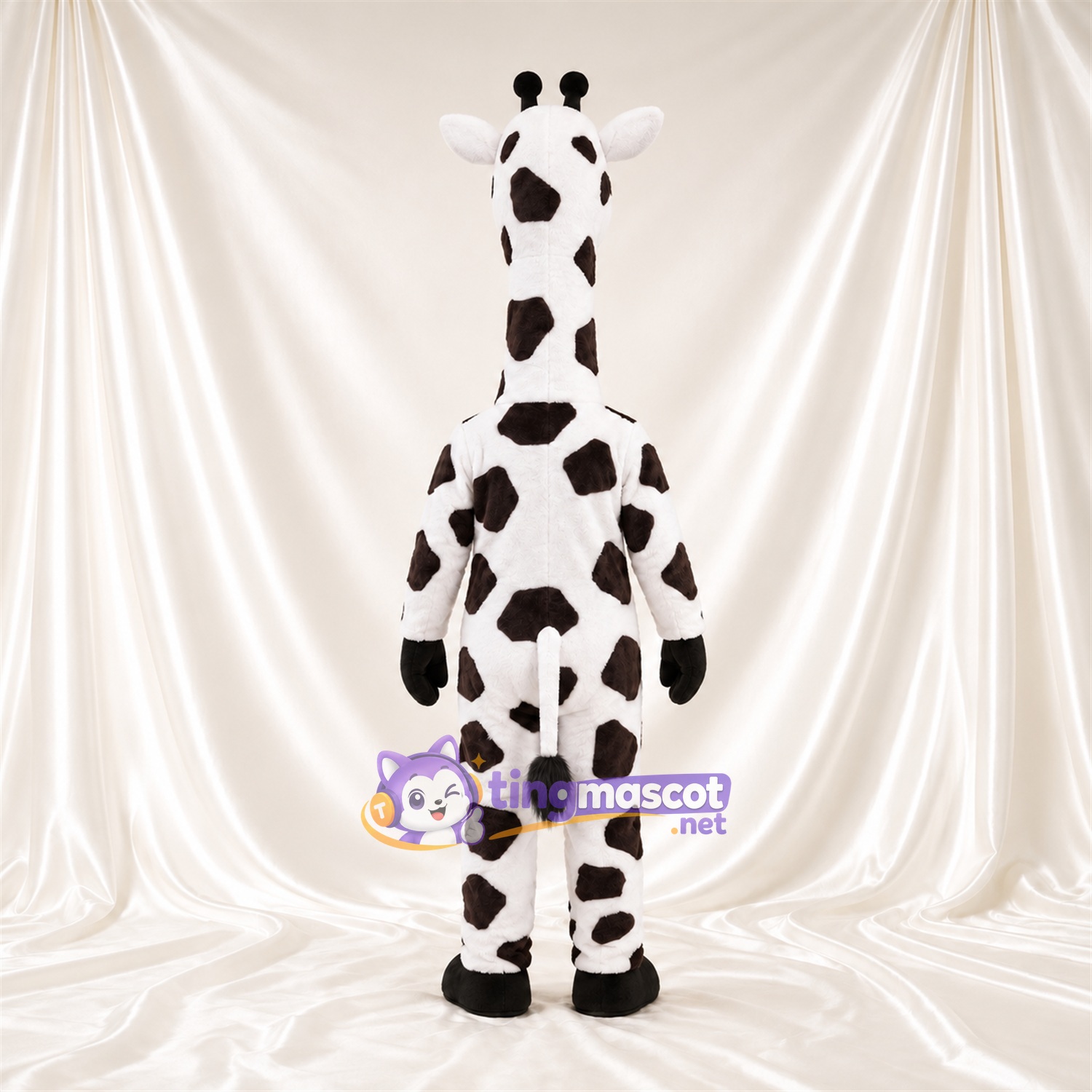 Black and White Giraffe Mascot Costume - Black Gloves and Large Patch Pattern Black and White Giraffe Mascot Costume - Black Gloves and Large Patch Pattern