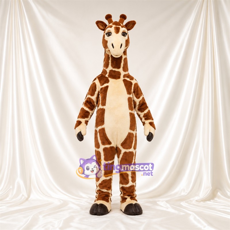 Maskottchenkostüm Giraffe – braun / creme – Bauch (creme); Großes Fleckenmuster Maskottchenkostüm Giraffe – braun / creme – Bauch (creme); Großes Fleckenmuster
