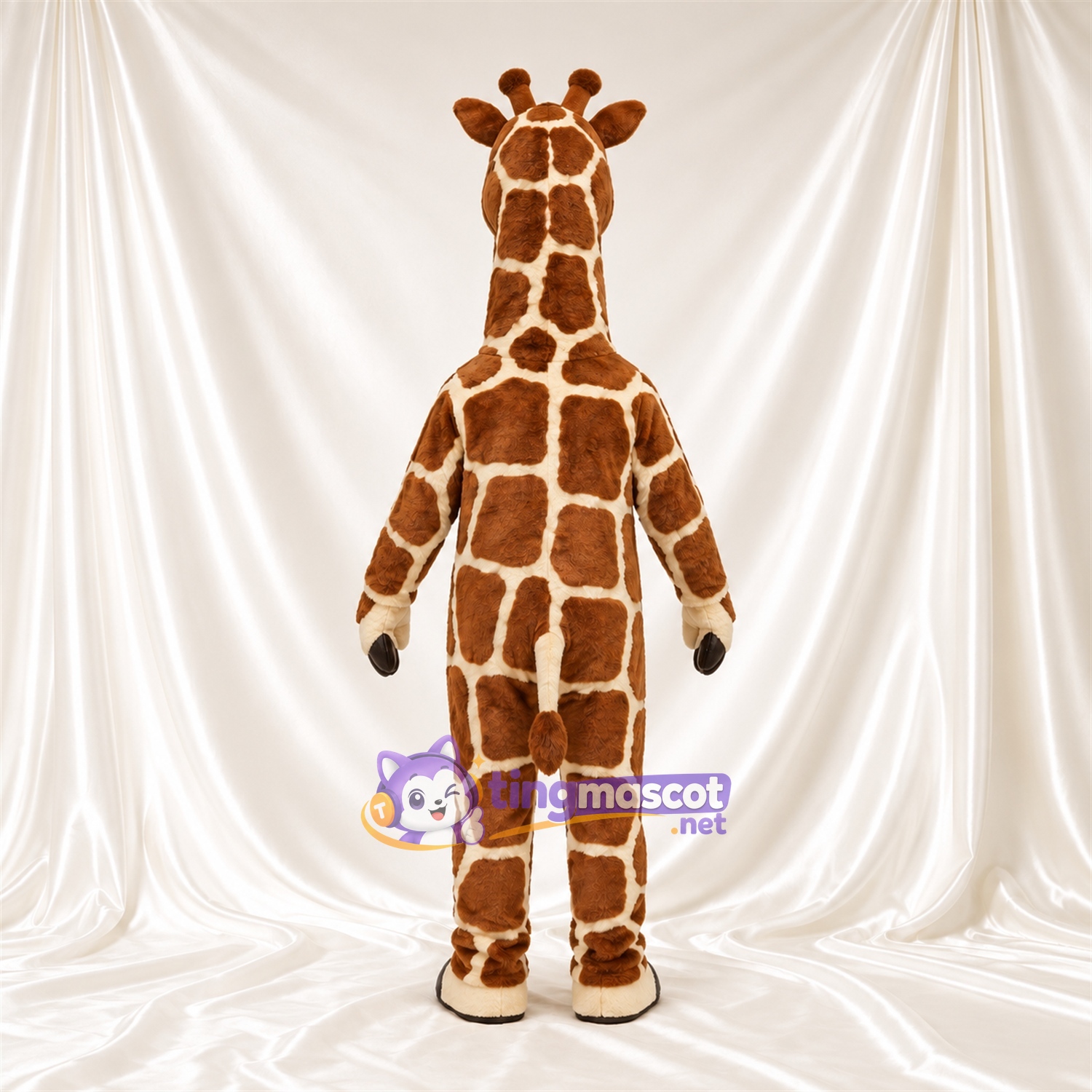 Maskottchenkostüm Giraffe – braun / creme – Bauch (creme); Großes Fleckenmuster Maskottchenkostüm Giraffe – braun / creme – Bauch (creme); Großes Fleckenmuster