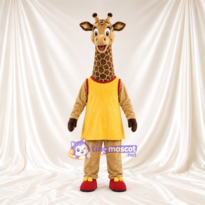 Maskottchenkostüm Giraffe – braun / creme – Tunika (gelb) Maskottchenkostüm Giraffe – braun / creme – Tunika (gelb)