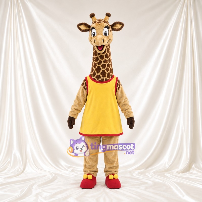 Maskottchenkostüm Giraffe – braun / creme – Tunika (gelb) Maskottchenkostüm Giraffe – braun / creme – Tunika (gelb)
