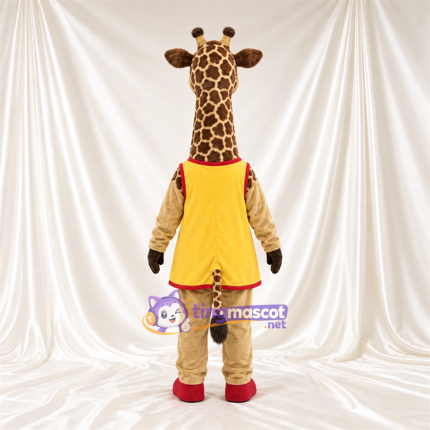 Maskottchenkostüm Giraffe – braun / creme – Tunika (gelb) Maskottchenkostüm Giraffe – braun / creme – Tunika (gelb)