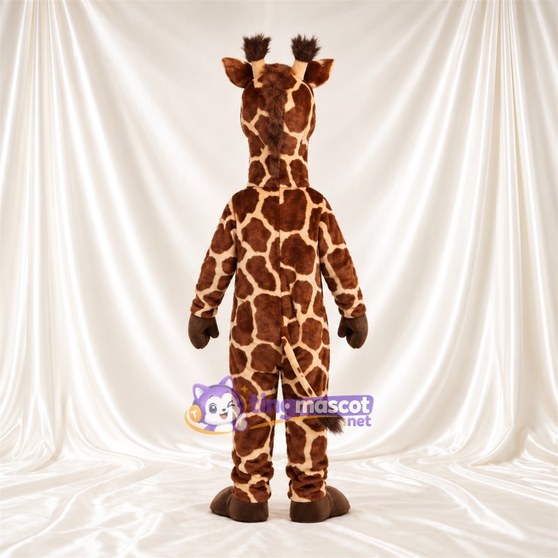 Maskottchenkostüm Giraffe – braun / creme – Augen (blau); Großes Fleckenmuster