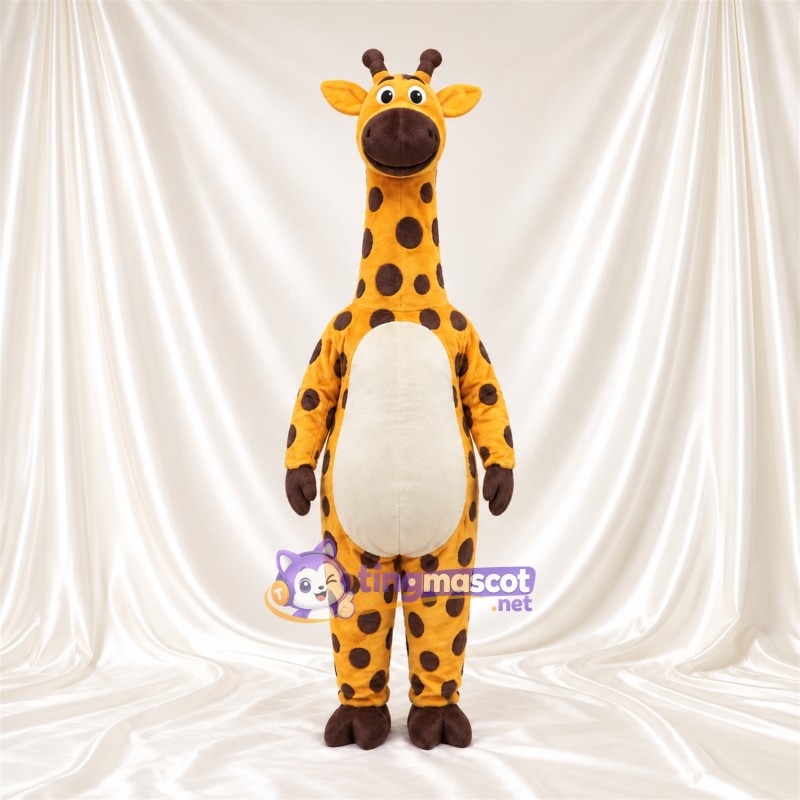 Maskottchenkostüm Giraffe – gelb / braun – Bauch (weiß); Flecken Maskottchenkostüm Giraffe – gelb / braun – Bauch (weiß); Flecken