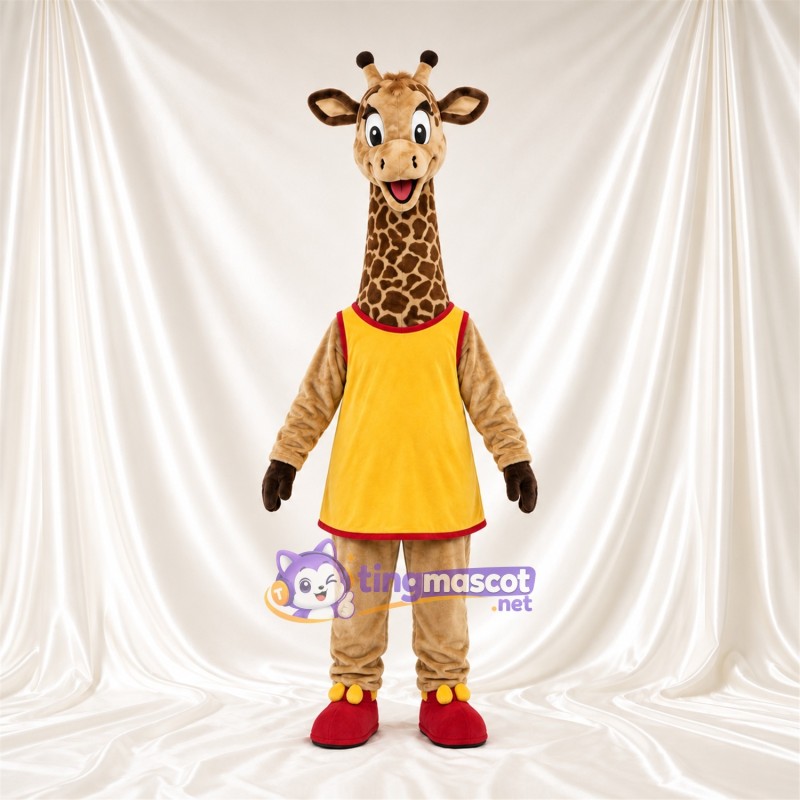 Maskottchenkostüm Giraffe – braun / creme – Tunika (gelb) Maskottchenkostüm Giraffe – braun / creme – Tunika (gelb)