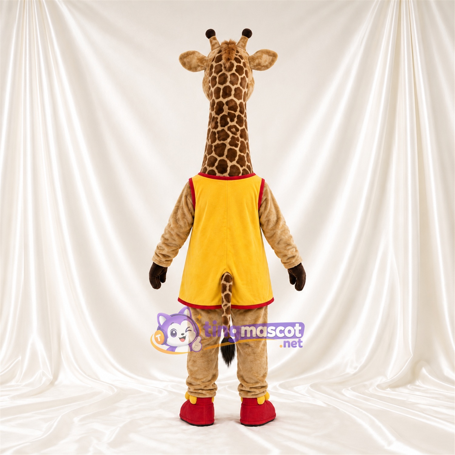 Maskottchenkostüm Giraffe – braun / creme – Tunika (gelb) Maskottchenkostüm Giraffe – braun / creme – Tunika (gelb)