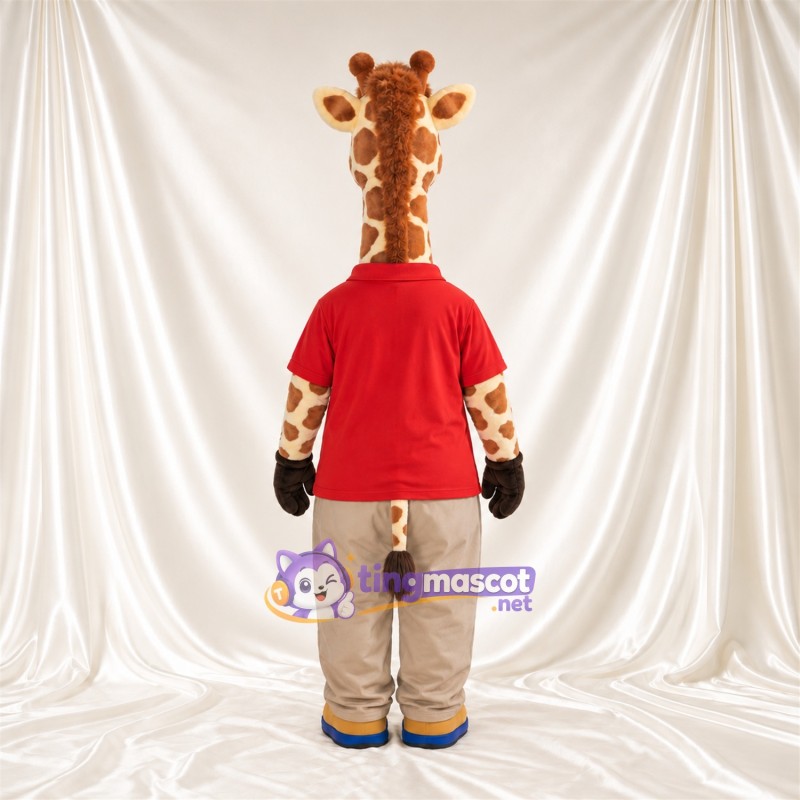 Costume de mascotte Girafe – marron / crème – Chemise (rouge); Pantalon (brun clair) Costume de mascotte Girafe – marron / crème – Chemise (rouge); Pantalon (brun clair)