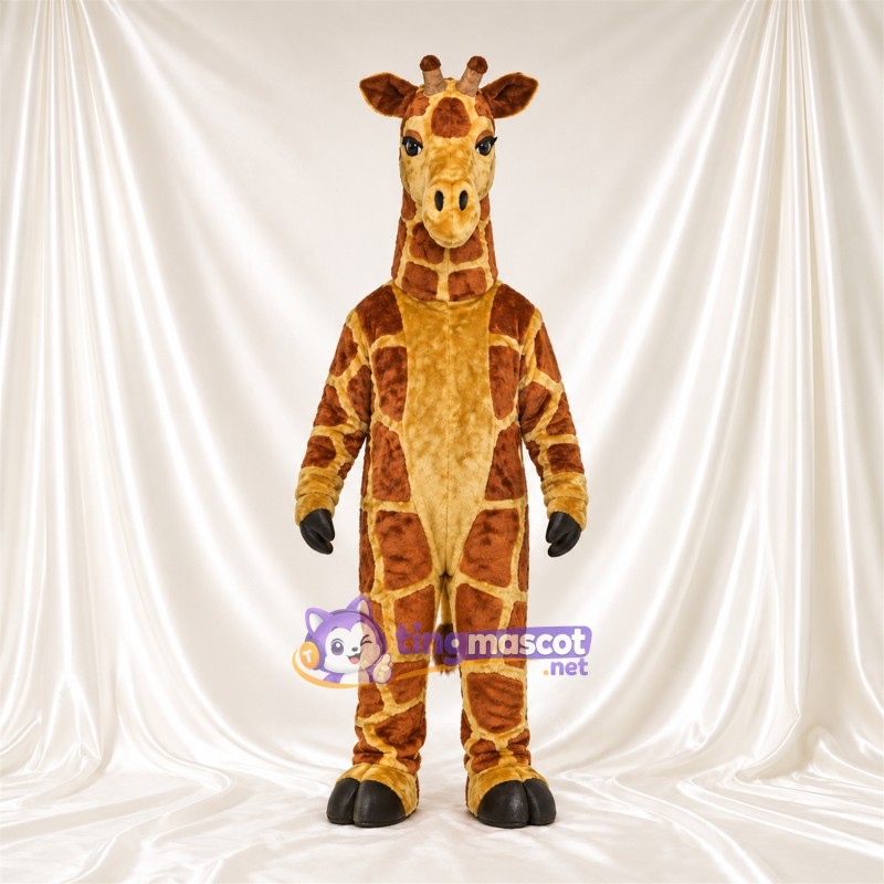 Maskottchenkostüm Giraffe – braun / creme – Bauch (creme); Großes Fleckenmuster Maskottchenkostüm Giraffe – braun / creme – Bauch (creme); Großes Fleckenmuster