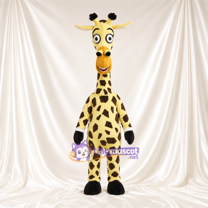Maskottchenkostüm Giraffe – gelb / schwarz – Großes Fleckenmuster; Langer Hals Maskottchenkostüm Giraffe – gelb / schwarz – Großes Fleckenmuster; Langer Hals