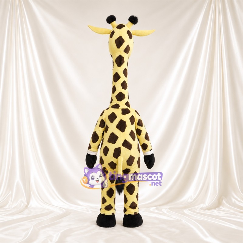 Maskottchenkostüm Giraffe – gelb / schwarz – Großes Fleckenmuster; Langer Hals Maskottchenkostüm Giraffe – gelb / schwarz – Großes Fleckenmuster; Langer Hals
