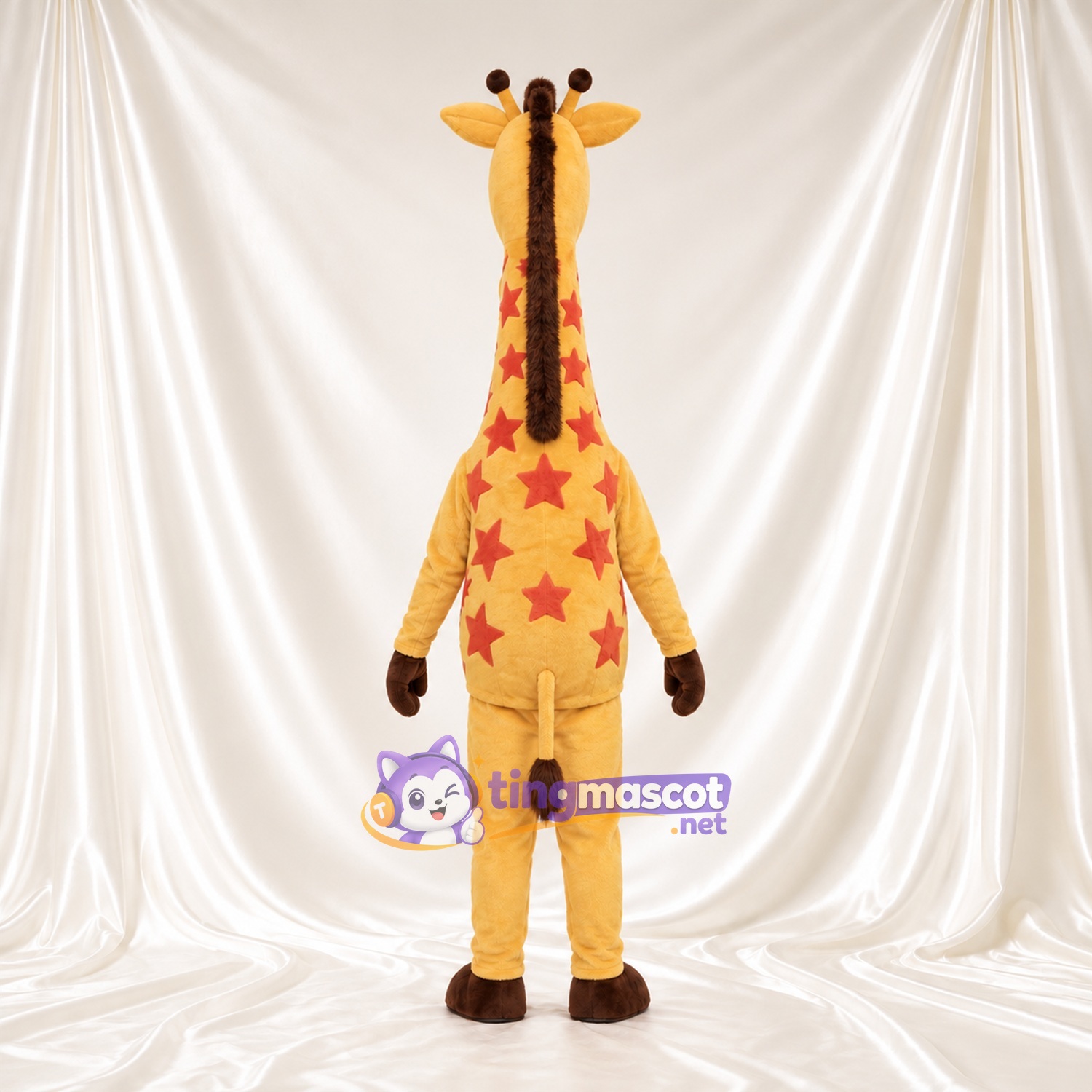 Maskottchenkostüm Giraffe – gelb / orange – Bauch (gelb); Sternenmuster Maskottchenkostüm Giraffe – gelb / orange – Bauch (gelb); Sternenmuster