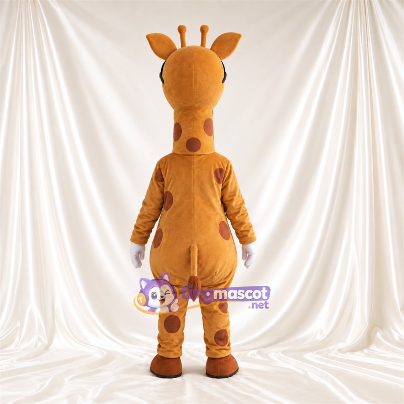 Brown and Cream Giraffe Mascot Costume - Black Glasses Brown and Cream Giraffe Mascot Costume - Black Glasses