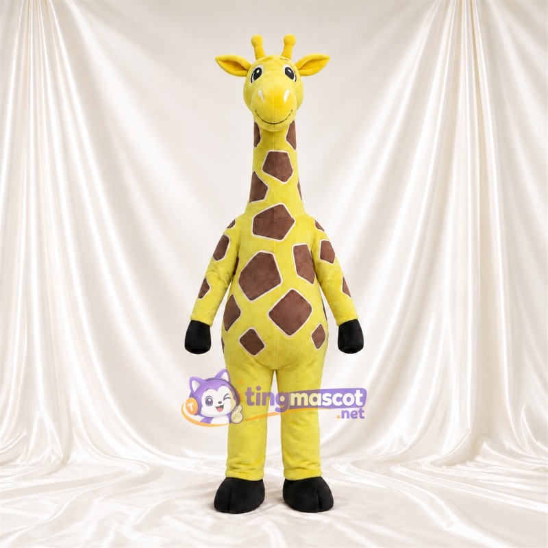 Maskottchenkostüm Giraffe – gelb / braun – Großes Fleckenmuster; Langer Hals Maskottchenkostüm Giraffe – gelb / braun – Großes Fleckenmuster; Langer Hals