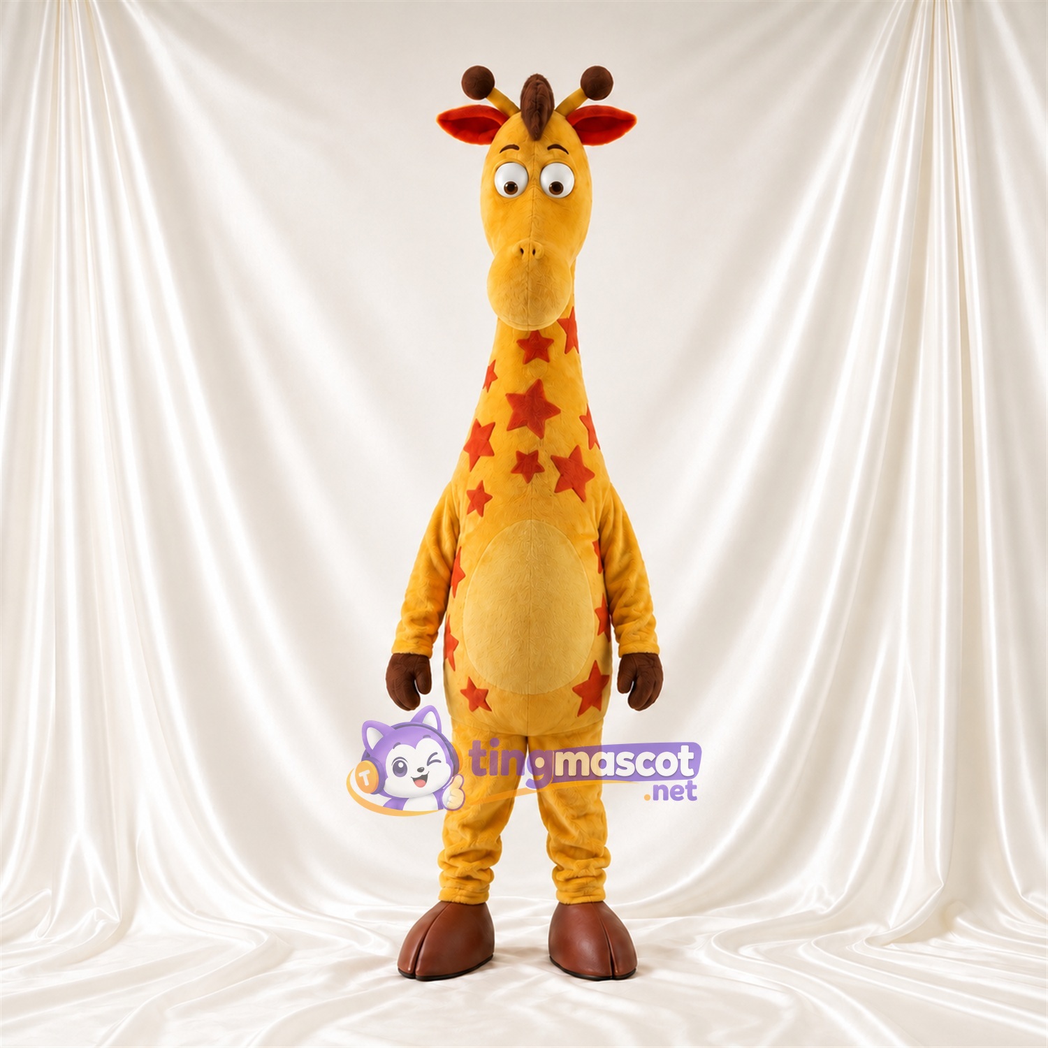 Maskottchenkostüm Giraffe – gelb / orange – Bauch (gelb); Sternenmuster Maskottchenkostüm Giraffe – gelb / orange – Bauch (gelb); Sternenmuster