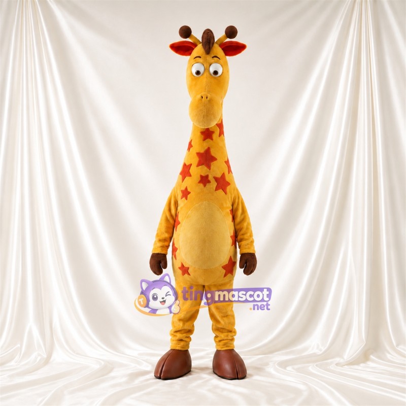 Maskottchenkostüm Giraffe – gelb / orange – Bauch (gelb); Sternenmuster Maskottchenkostüm Giraffe – gelb / orange – Bauch (gelb); Sternenmuster