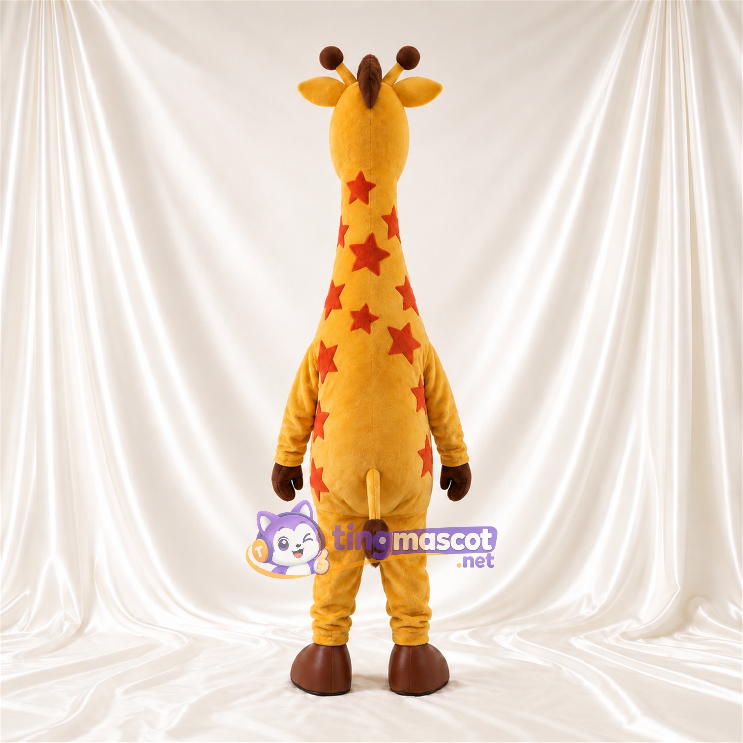 Maskottchenkostüm Giraffe – gelb / orange – Bauch (gelb); Sternenmuster Maskottchenkostüm Giraffe – gelb / orange – Bauch (gelb); Sternenmuster