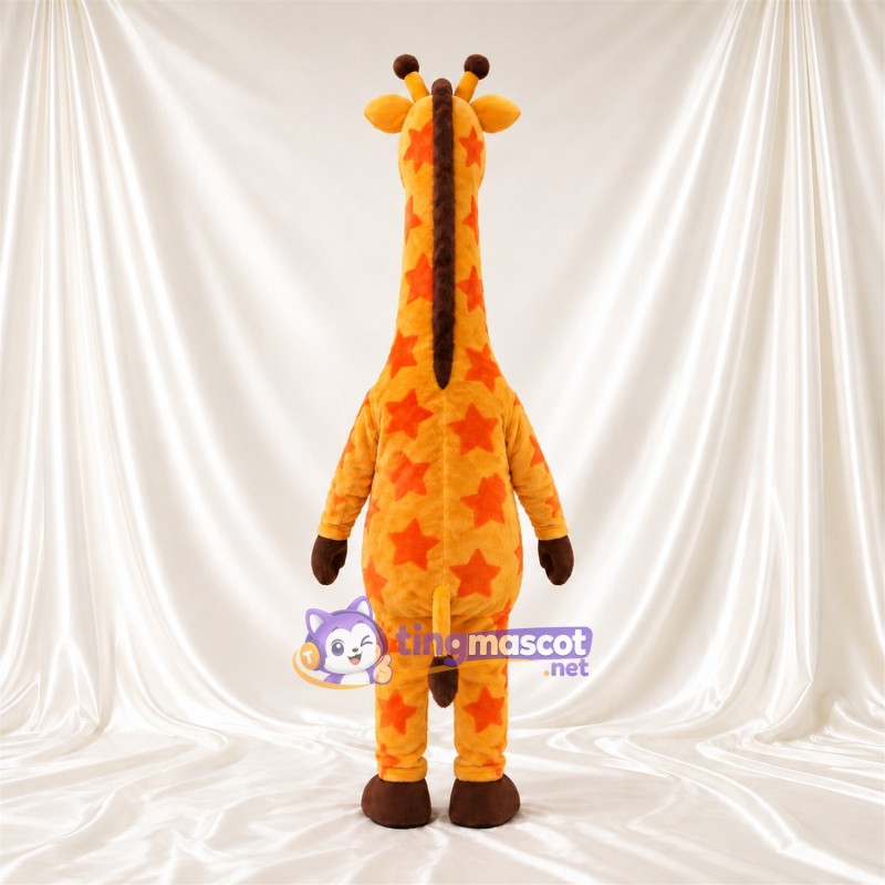 Maskottchenkostüm Giraffe – gelb / orange – Hufe (braun); Sternenmuster Maskottchenkostüm Giraffe – gelb / orange – Hufe (braun); Sternenmuster