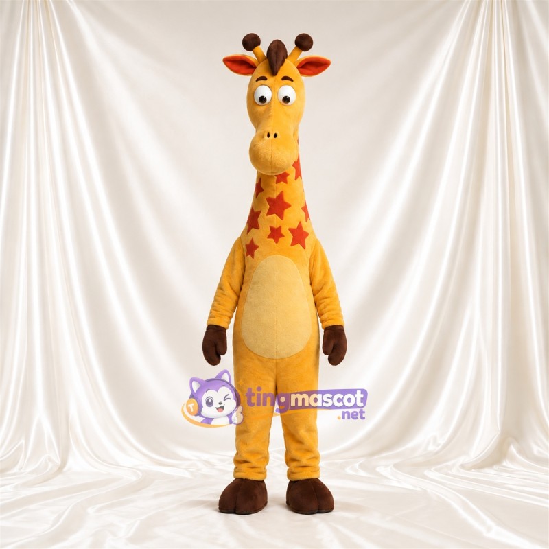 Maskottchenkostüm Giraffe – gelb / orange – Bauch (gelb); Sternenmuster Maskottchenkostüm Giraffe – gelb / orange – Bauch (gelb); Sternenmuster