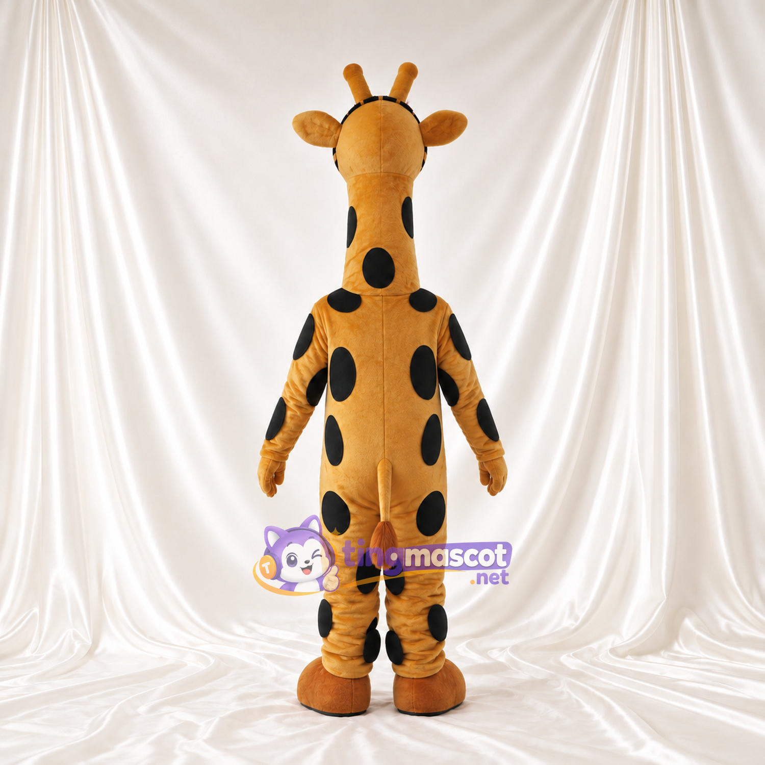 Maskottchenkostüm Giraffe – gelb / schwarz – Hufe (orange); Flecken Maskottchenkostüm Giraffe – gelb / schwarz – Hufe (orange); Flecken