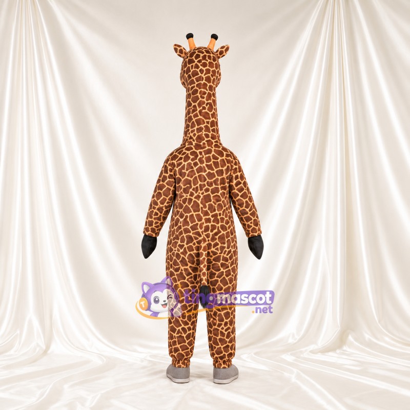 Brown and Cream Giraffe Mascot Costume - Black Gloves and Small Patch Pattern Brown and Cream Giraffe Mascot Costume - Black Gloves and Small Patch Pattern