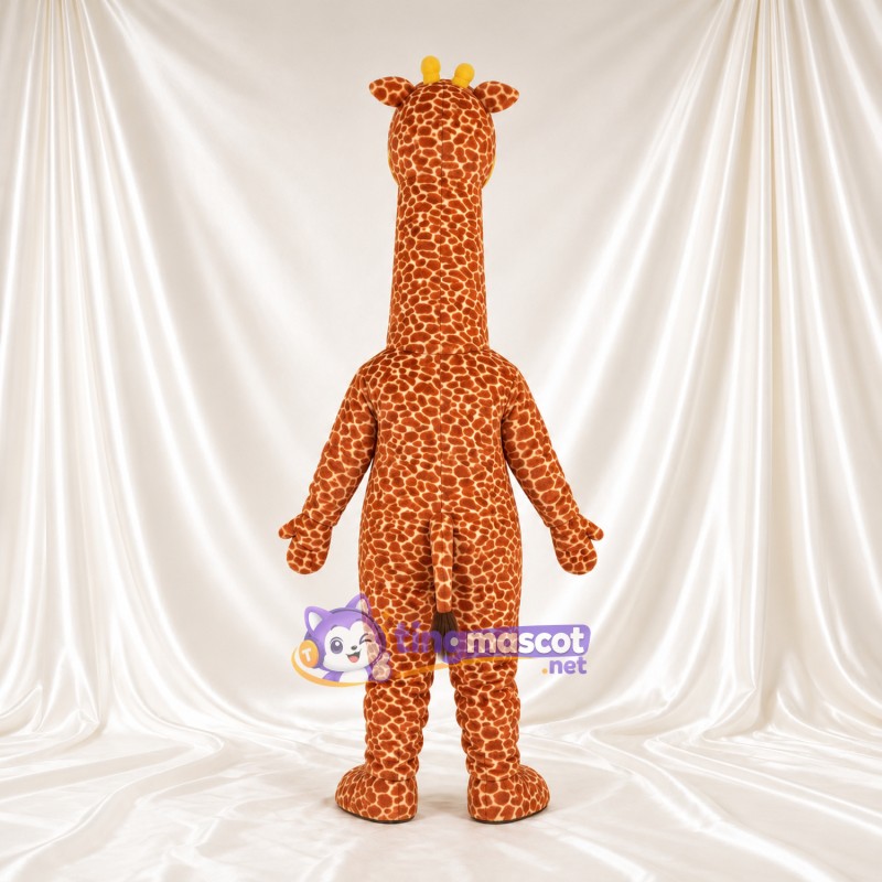 Maskottchenkostüm Giraffe – braun / creme – Augen (blau); Kleines Fleckenmuster Maskottchenkostüm Giraffe – braun / creme – Augen (blau); Kleines Fleckenmuster