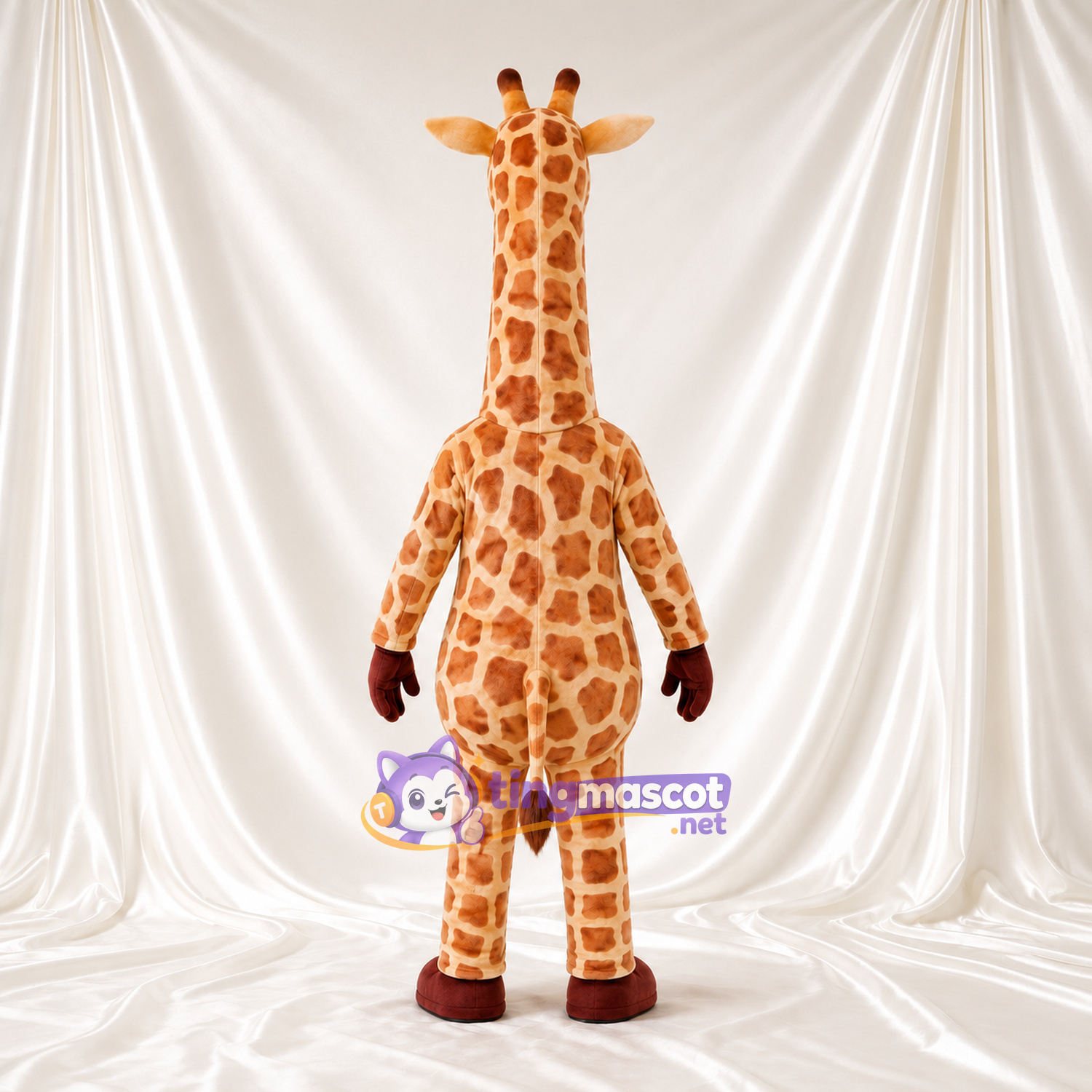 Costume de mascotte Girafe – jaune / marron – Bouche ouverte; Long cou Costume de mascotte Girafe – jaune / marron – Bouche ouverte; Long cou