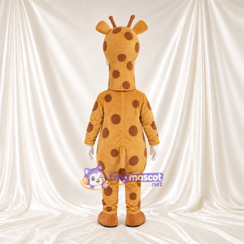 Costume de mascotte Girafe – marron / crème – Gants (blanc); Taches Costume de mascotte Girafe – marron / crème – Gants (blanc); Taches