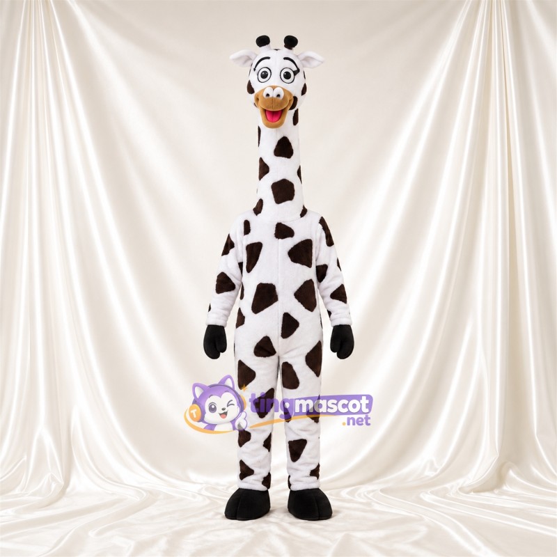 Black and White Giraffe Mascot Costume - Pink Tongue and Large Patch Pattern Black and White Giraffe Mascot Costume - Pink Tongue and Large Patch Pattern
