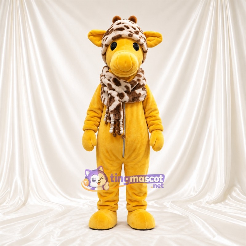 Costume de mascotte Girafe – jaune / marron – Chapeau; Écharpe Costume de mascotte Girafe – jaune / marron – Chapeau; Écharpe