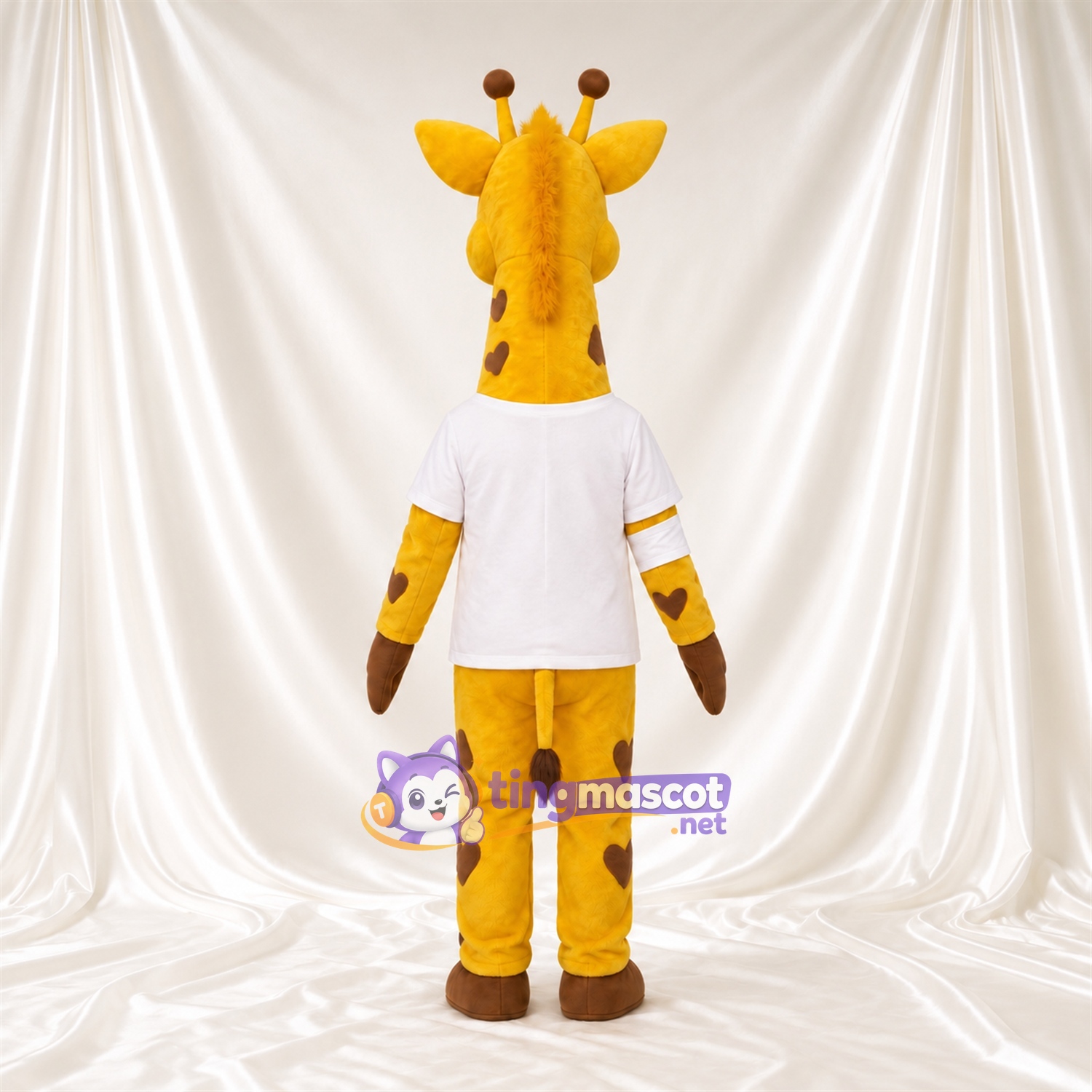 Costume de mascotte Girafe – jaune / marron – Chemise (blanc); Taches (marron) Costume de mascotte Girafe – jaune / marron – Chemise (blanc); Taches (marron)