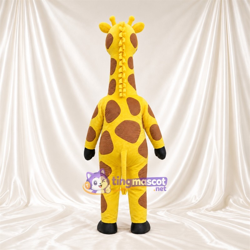 Costume de mascotte Girafe – jaune / marron – Visage souriant; Motif à grandes taches Costume de mascotte Girafe – jaune / marron – Visage souriant; Motif à grandes taches