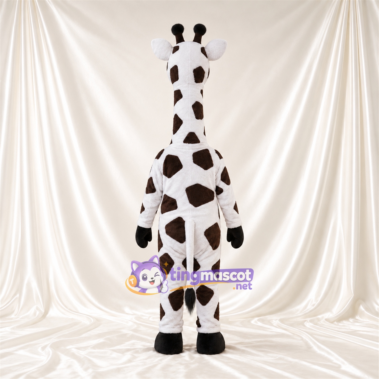 Black and White Giraffe Mascot Costume - Open Mouth and Large Patch Pattern Black and White Giraffe Mascot Costume - Open Mouth and Large Patch Pattern