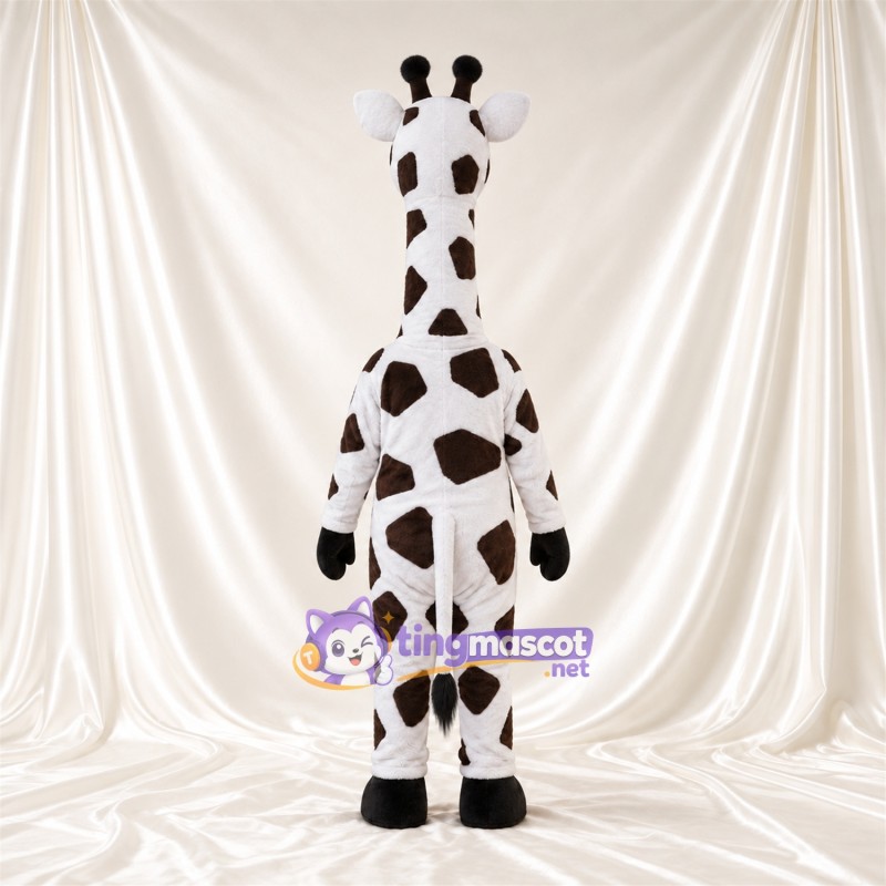 Black and White Giraffe Mascot Costume - Open Mouth and Large Patch Pattern Black and White Giraffe Mascot Costume - Open Mouth and Large Patch Pattern