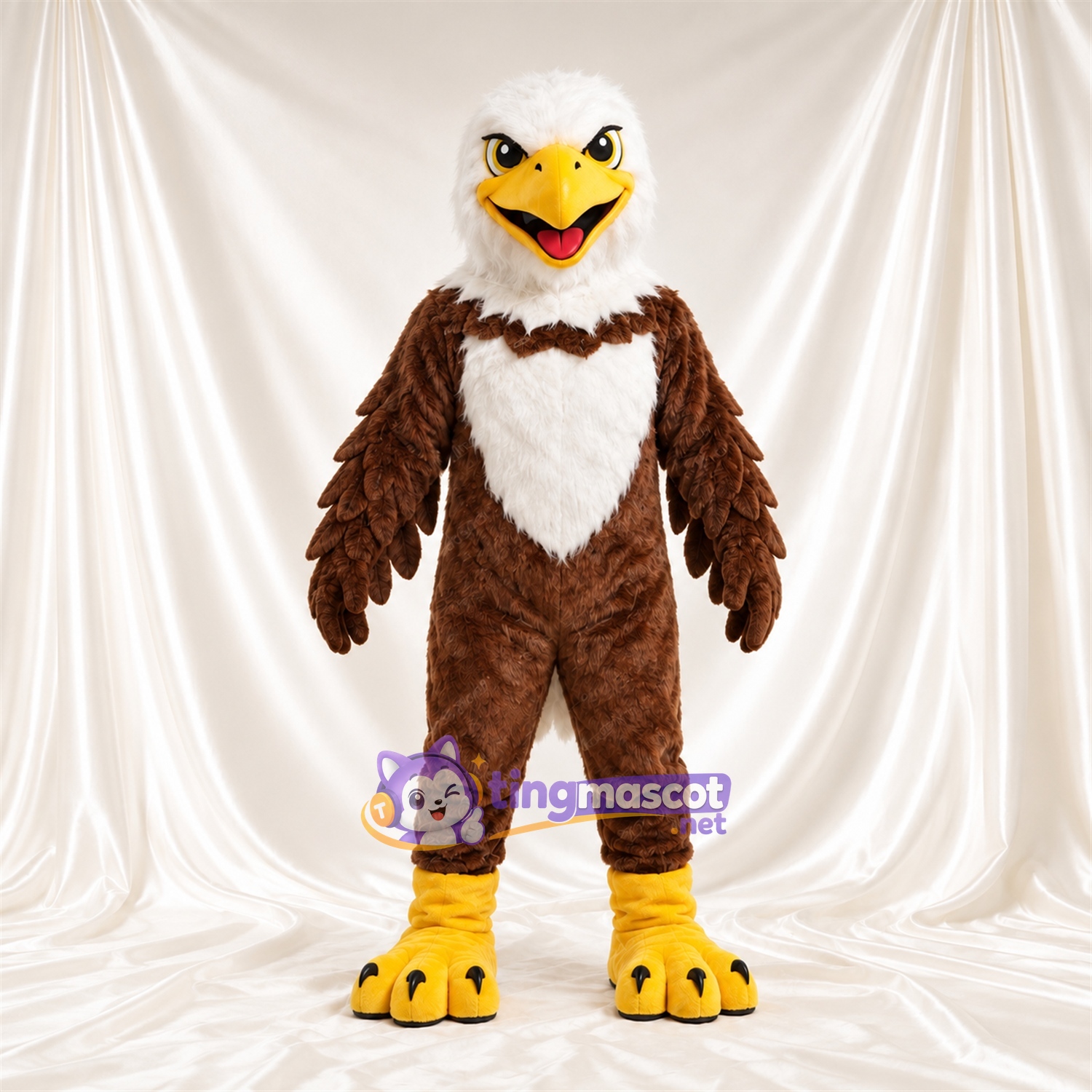 Costume de mascotte Aigle – marron – Tête (blanc); Torse (blanc) Costume de mascotte Aigle – marron – Tête (blanc); Torse (blanc)
