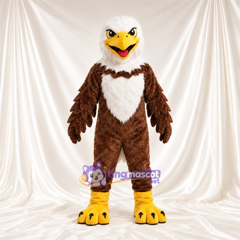 Costume de mascotte Aigle – marron – Tête (blanc); Torse (blanc) Costume de mascotte Aigle – marron – Tête (blanc); Torse (blanc)