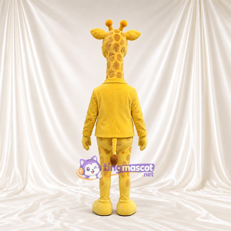 Maskottchenkostüm Giraffe – gelb / braun – Anzug (gelb); Fliege (schwarz) Maskottchenkostüm Giraffe – gelb / braun – Anzug (gelb); Fliege (schwarz)