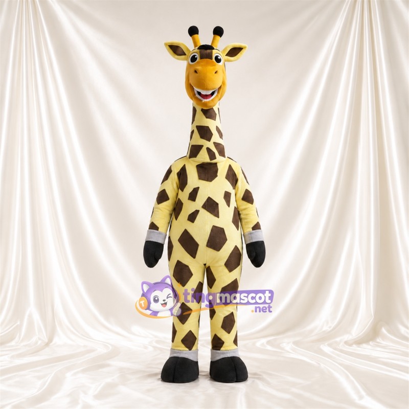 Maskottchenkostüm Giraffe – gelb / braun – Großes Fleckenmuster; Langer Hals Maskottchenkostüm Giraffe – gelb / braun – Großes Fleckenmuster; Langer Hals