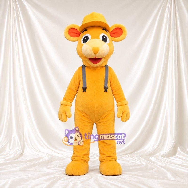 Maskottchenkostüm Affe – gelb – Kappe (gelb); Hosenträger Maskottchenkostüm Affe – gelb – Kappe (gelb); Hosenträger