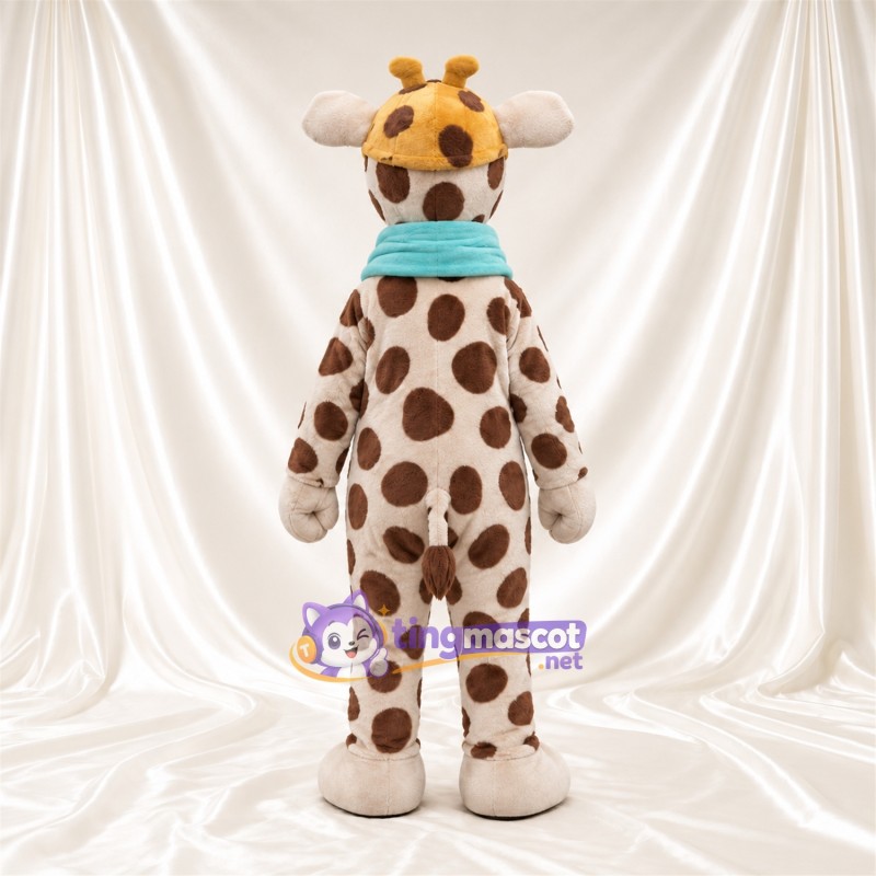 Costume de mascotte Girafe – marron / crème – Écharpe (turquoise) Costume de mascotte Girafe – marron / crème – Écharpe (turquoise)