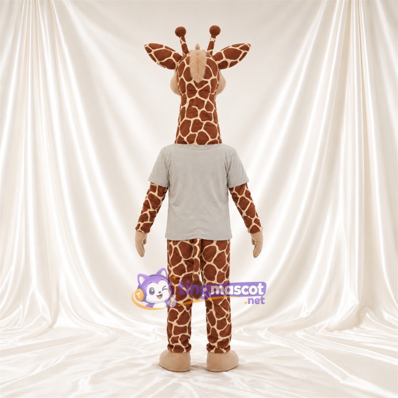 Costume de mascotte Girafe – marron / crème – Chemise (blanc); Visage (crème) Costume de mascotte Girafe – marron / crème – Chemise (blanc); Visage (crème)