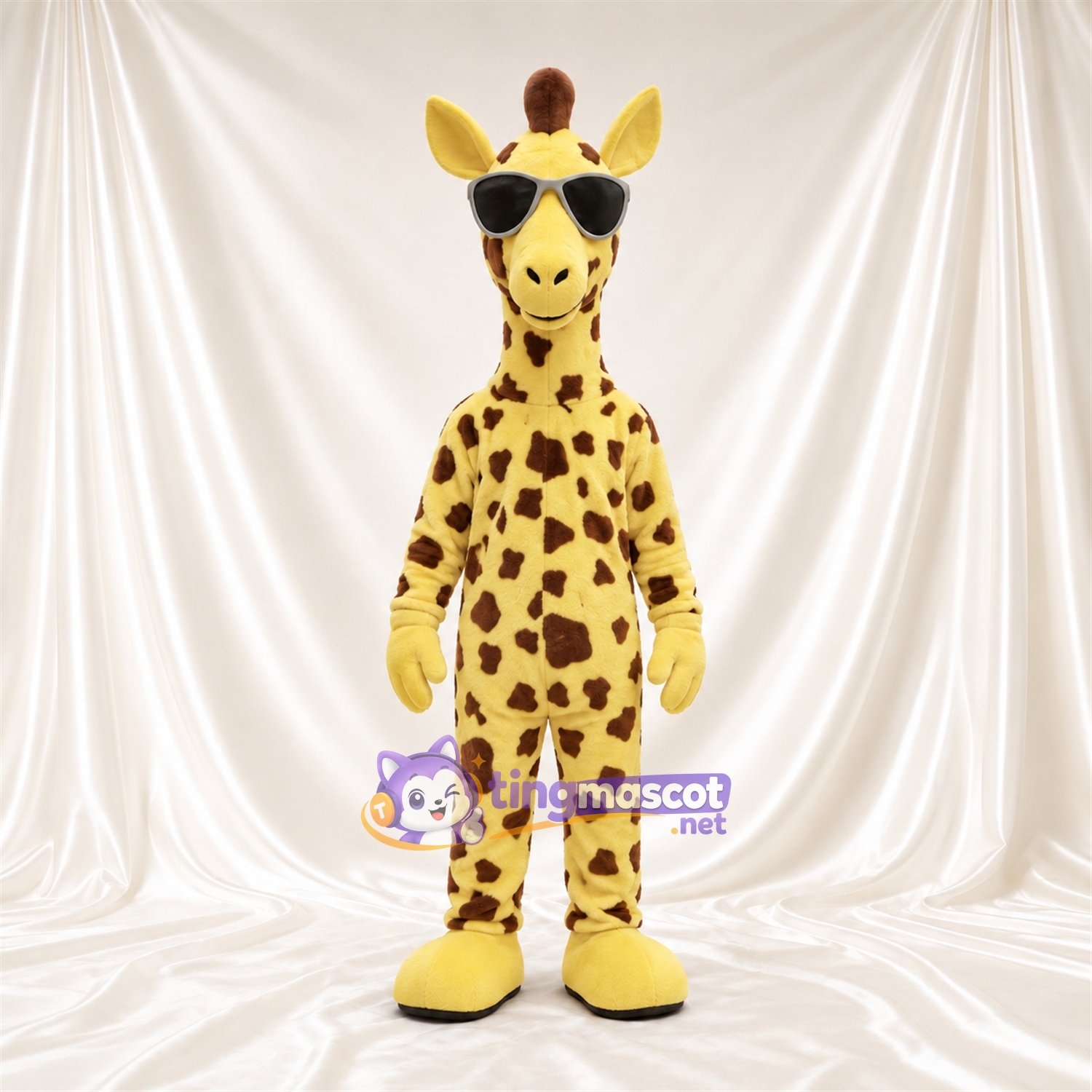 Costume de mascotte Girafe – jaune / marron – Lunettes de soleil Costume de mascotte Girafe – jaune / marron – Lunettes de soleil